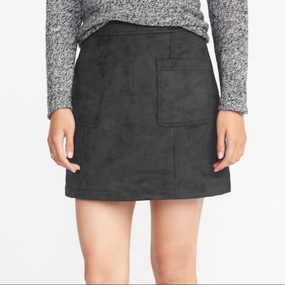 Old Navy Skirts Nwt Old Navy Black Faux Suede Aline Mini Skirt